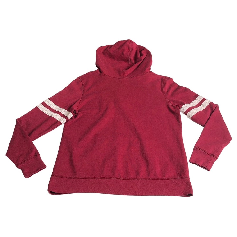 Arkansas Razorbacks Hoodie Women L Red Geometric Lace Split Neck Pocket Pullover - Picture 2 of 15